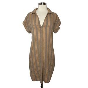 Connected Apparel Striped Cotton Shift Dress